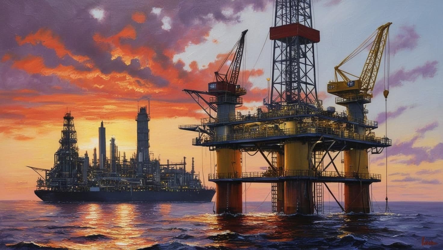 Oil Markets Under Pressure. Depictive Image of an Oil Rig