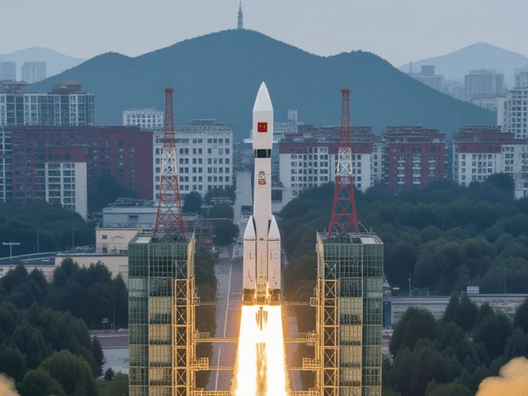 Illustration of a Chinese satellite launcher.