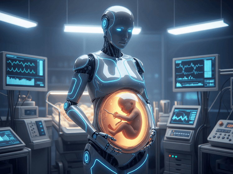 Artistic illustration of a robotic womb.